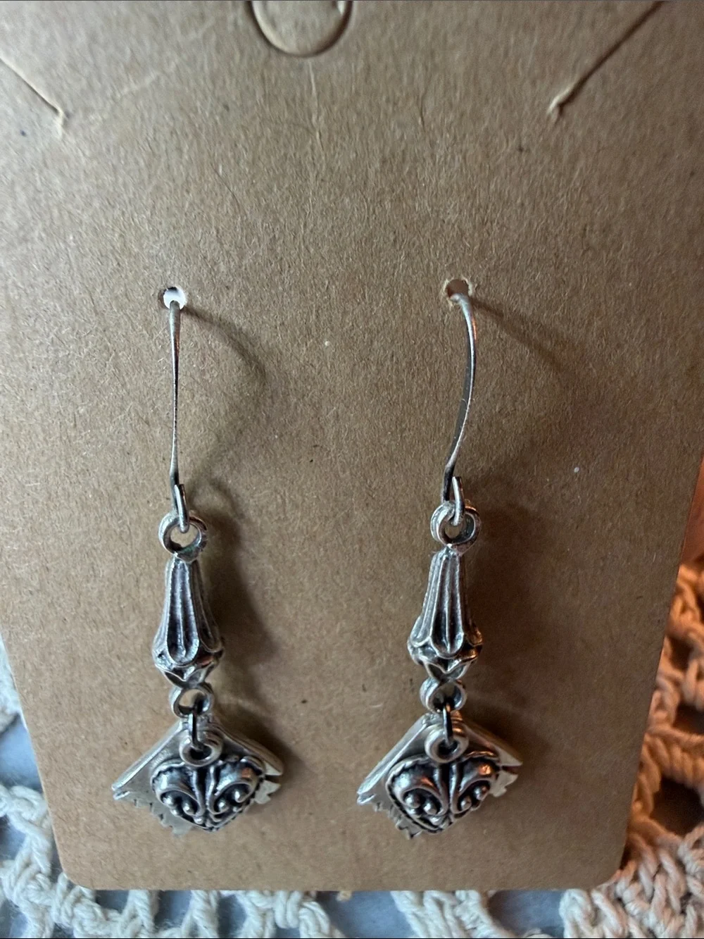 Vintage-Inspired Silver Drop Earrings - Ornate Filigree Design